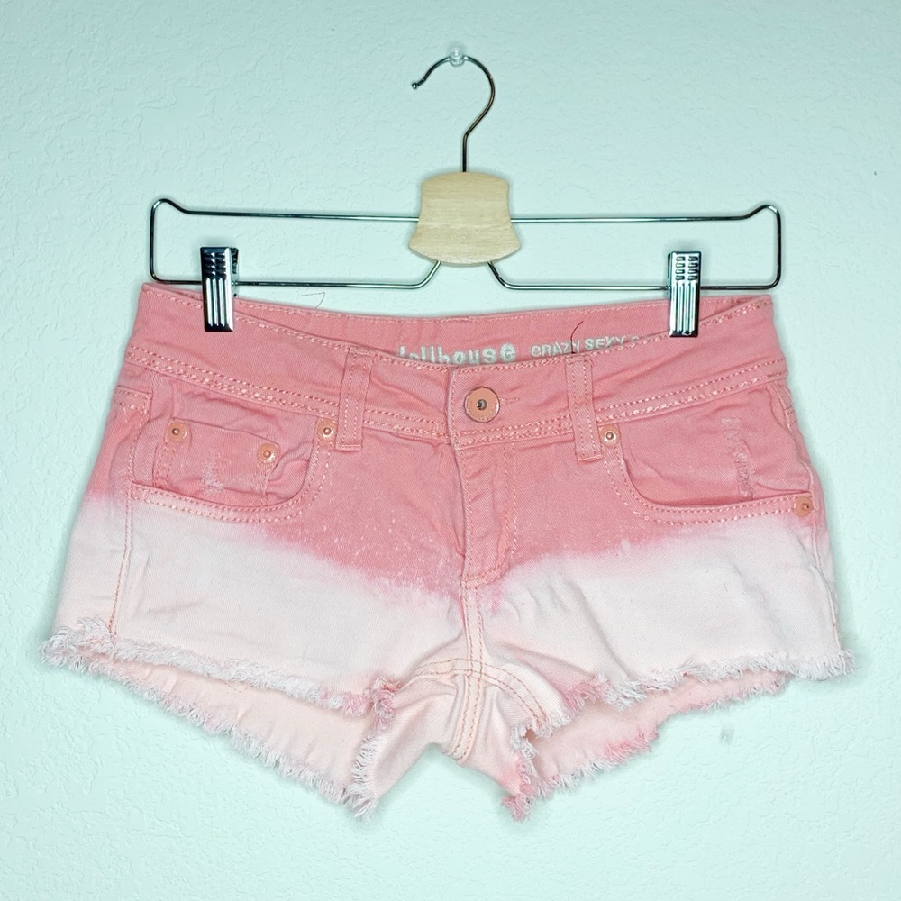 Dollhouse Pink Distressed Jean Shorts